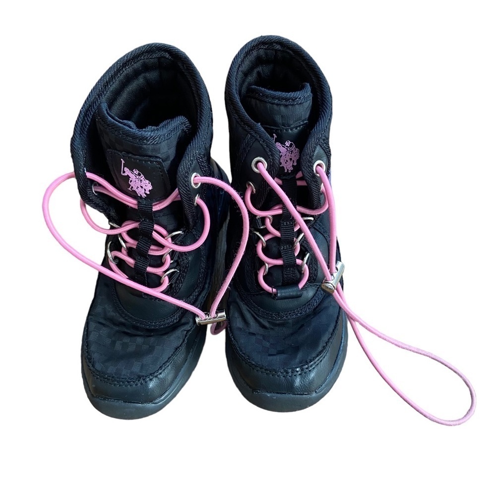 Polo Ralph Lauren Baby Girl Pull On Winter Snow Boots 11C Pink Black